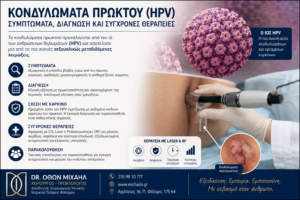 Κονδυλώματα πρωκτού (HPV): συμπτώματα, διάγνωση και σύγχρονη θεραπεία με Laser και RF από τον Dr. Όθωνα Μιχαήλ