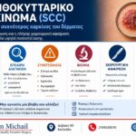 Ακανθοκυτταρικό καρκίνωμα (SCC) με συμπτώματα, παράγοντες κινδύνου, διάγνωση, βιοψία και χειρουργική αφαίρεση.