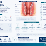 Ιατρικό infographic για την ακράτεια κοπράνων με αναφορά στους μηχανισμούς εγκράτειας και τις θεραπευτικές επιλογές