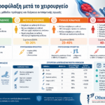 Αντιπηκτική αγωγή και θρομβοπροφύλαξη: Τι πρέπει να γνωρίζουν οι χειρουργικοί ασθενείς nfographic που παρουσιάζει τις κατηγορίες κινδύνου εν τω βάθει φλεβικής θρόμβωσης και τις μεθόδους θρομβοπροφύλαξης μετά από χειρουργική επέμβαση.
