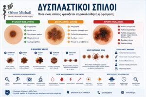 Δυσπλαστικοί σπίλοι: Πότε ένας σπίλος χρειάζεται παρακολούθηση ή αφαίρεση; Οδηγός για τα χαρακτηριστικά των άτυπων σπίλων, τον κανόνα ABCDE και την έγκαιρη διάγνωση του μελανώματος | Δρ. Όθων Μιχαήλ