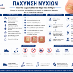 ΠΑΧΥΝΣΗ ΝΥΧΙΩΝ Ιατρικό infographic για την πάχυνση των νυχιών και τις θεραπευτικές επιλογές.