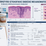 Πρότυπο ιστολογικής έκθεσης μελανώματος Πρότυπη ιστολογική έκθεση μελανώματος με τις βασικές παθολογοανατομικές παραμέτρους και δείκτες πρόγνωσης.