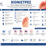ΧΙΟΝΙΣΤΡΕΣ Ιατρικό infographic για τις χιονίστρες στα πόδια, τα συμπτώματα και την αντιμετώπισή τους.
